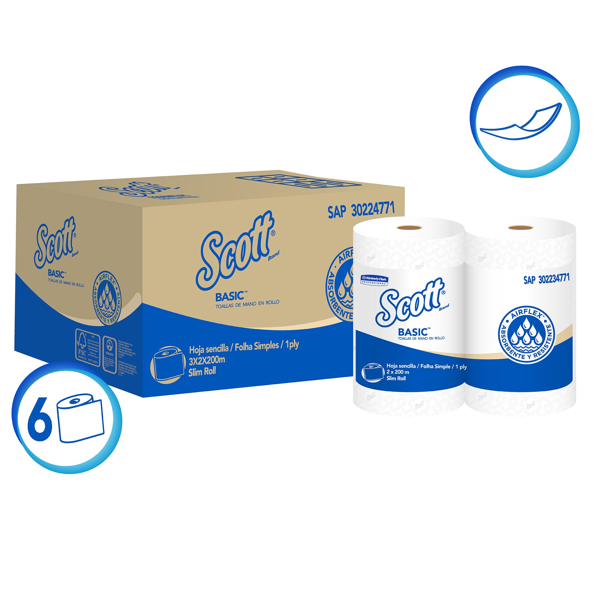 TOALLA KC #30224771 SCOTT AIRFLEX PAQ/2 200MTS