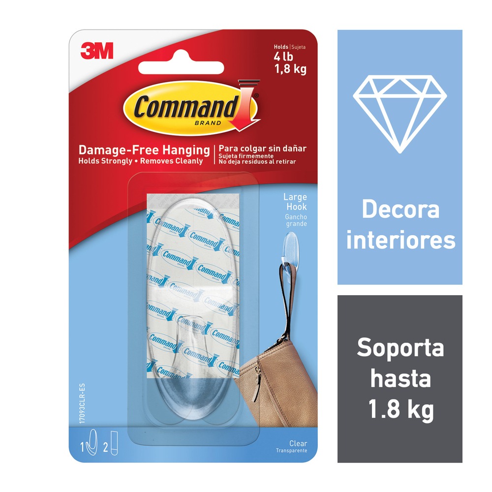 GANCHO ADHESIVO CLEAR LARGE HOOK 3M #17093