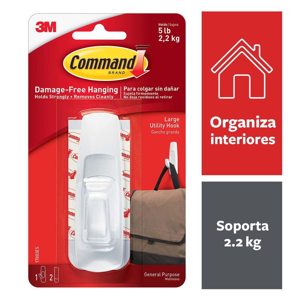 GANCHO ADHESIVO CLEAR LARGE HOOK 3M #17003ES