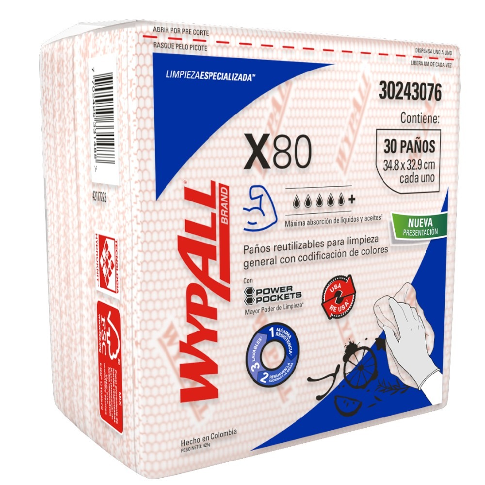 PAÑO WYPALL X-80 ROJO 30243076