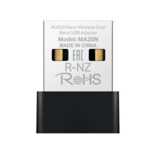 ADAPTADOR DE RED MERCUSYS MA20N(US) DUAL BAND USB 2.0 433 MBPS (5 GHz) + 200 MBPS (2,4 GHz)